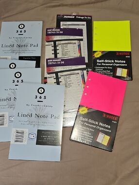 Vintage New  9 Piece Bundle  6 Ring Planning Organizer System Refills Note Pads